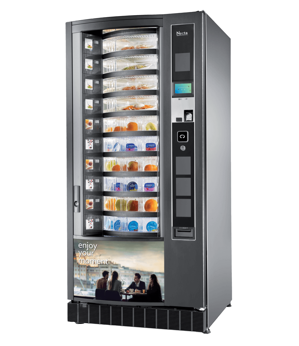 Necta Gusto Drum refrigerated fresh food vending machine, front view