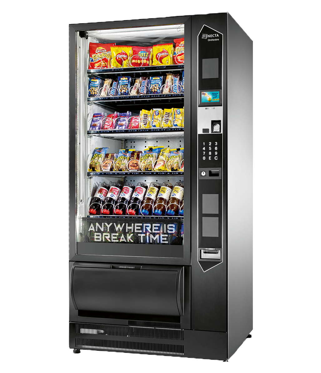 Necta Orchestra combo snack and cold drinks vending machine, front view