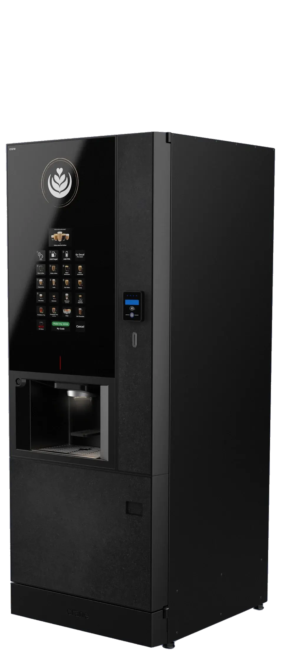 Crane Cali 2 floor-standing coffee machine, three-quarter angle view