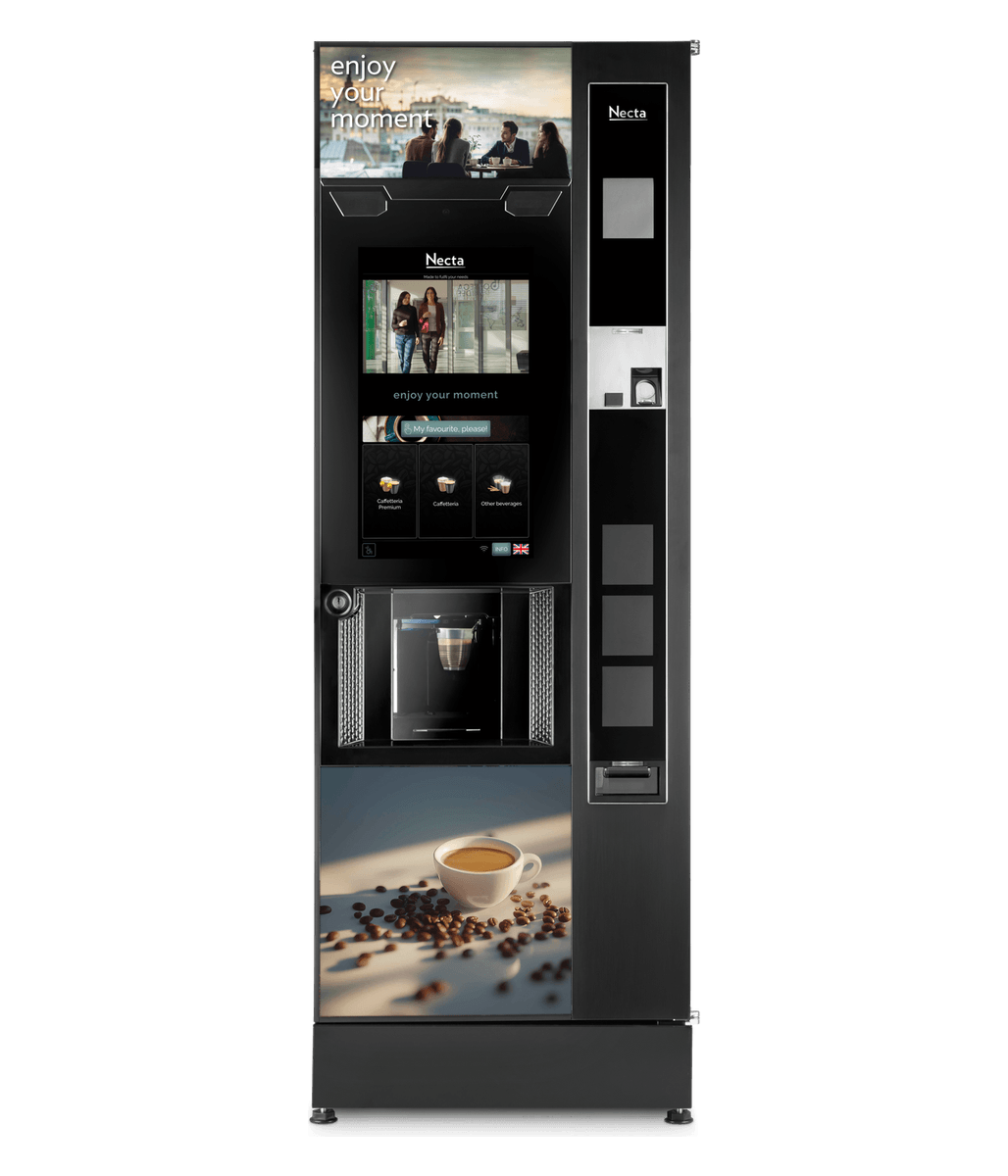 Necta Barista 1000 Touch hot drinks vending machine with 24-inch touchscreen, front view