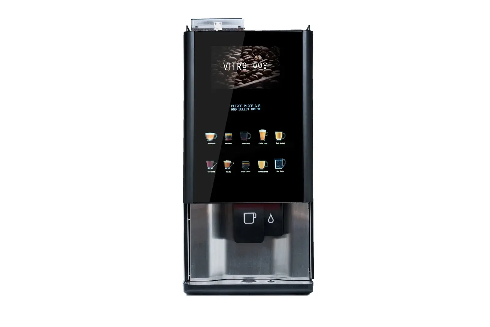 Coffetek Vitro X4 high-capacity bean-to-cup coffee machine, front view